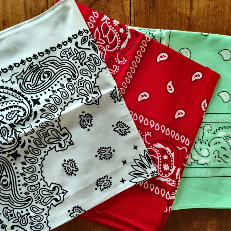 Bishop Garage bandanas in three colours