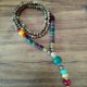 Handmade Carved Wood & Green Agate Necklace
